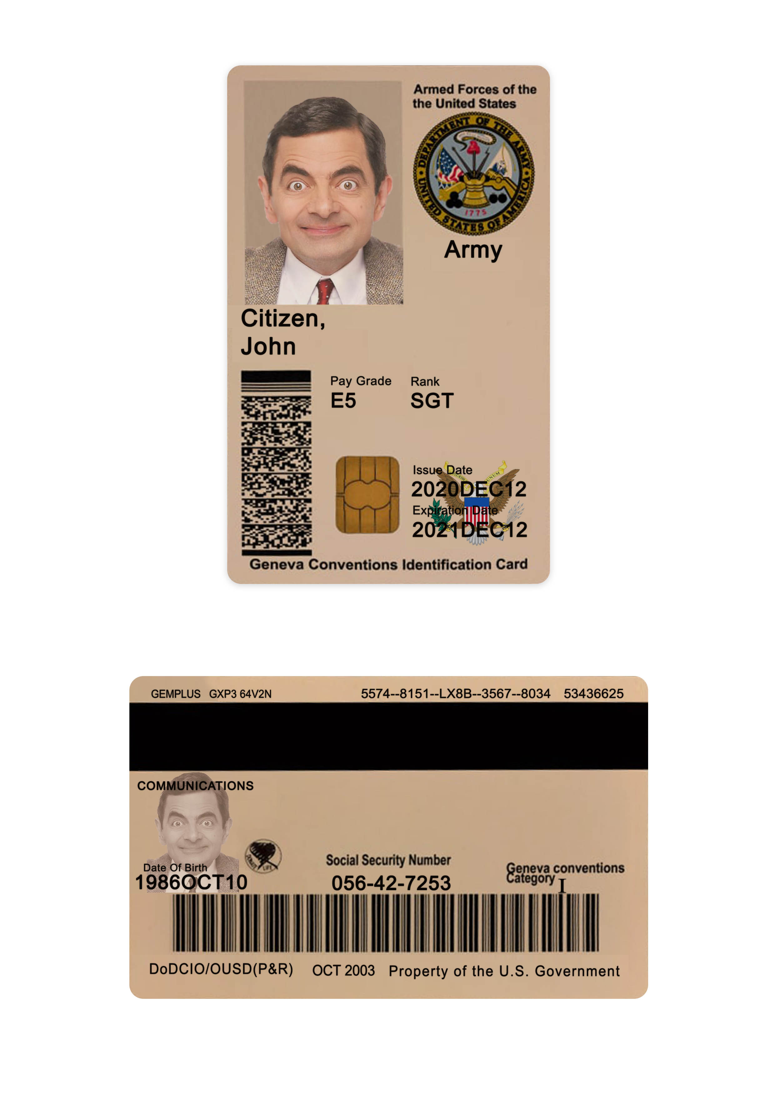 USA military ID card